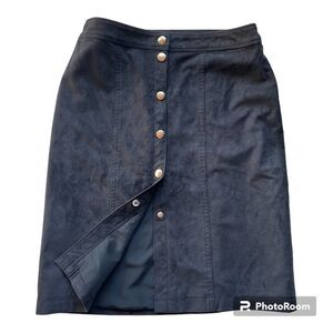 ABERCROMBIE & FITCH Metal Button Faux Suede Black Skirt size 8